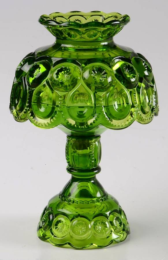 Moon and Star Green (3 Piece) Candle Lamp by Smith Glass -1