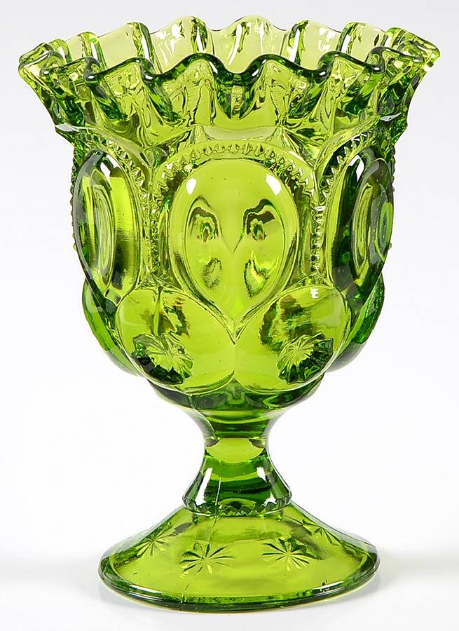 Moon and Star Green 6" Height Open Compote by Smith Glass -1