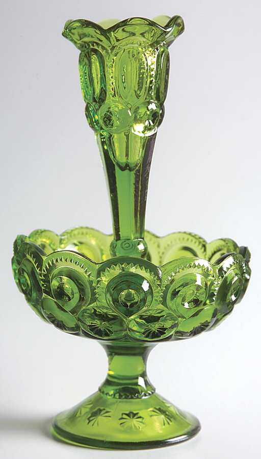 Moon and Star Green (2 Piece) Epergne Set by Smith Glass -1