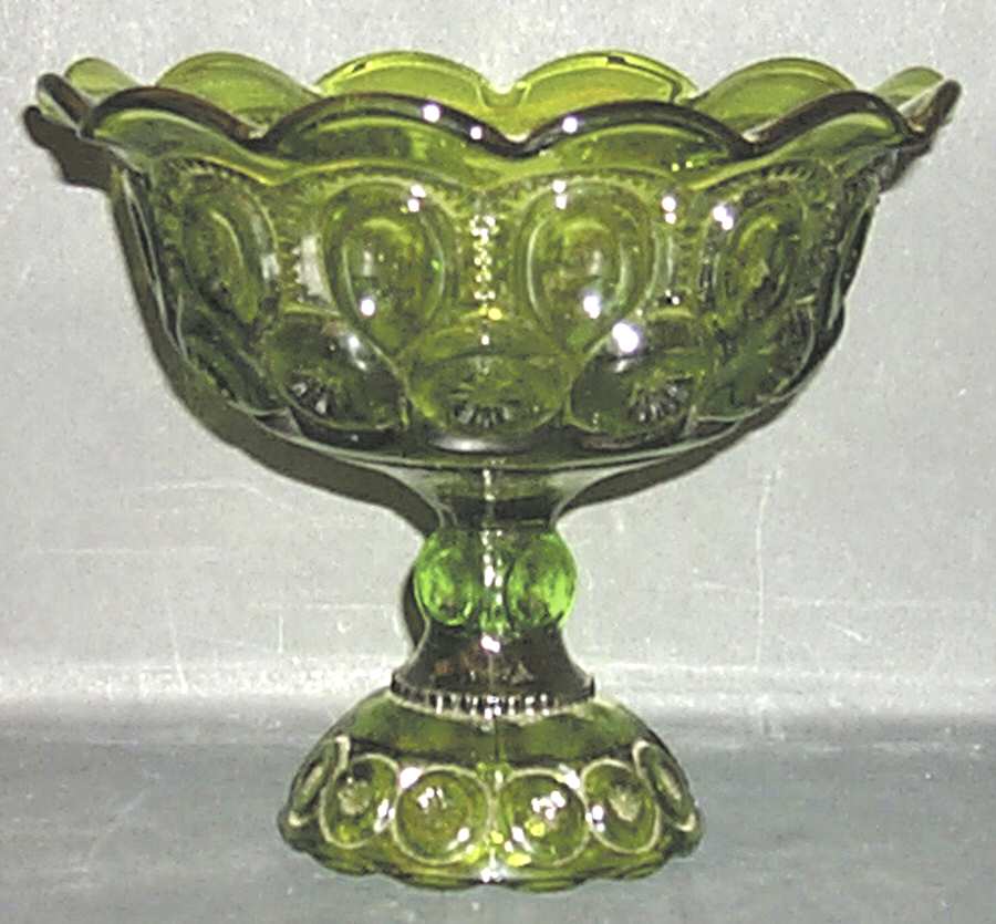 Moon and Star Green Round Compote (Height X Width) by Smith Glass -1