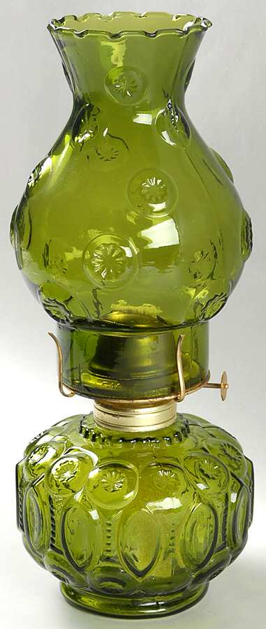 Moon and Star Green Hurricane Lamp & Globe by Smith Glass -1
