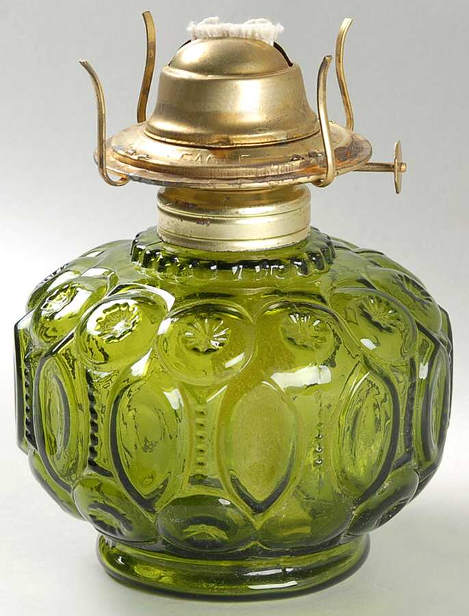 Moon and Star Green Hurricane Lamp No Globe by Smith Glass -1