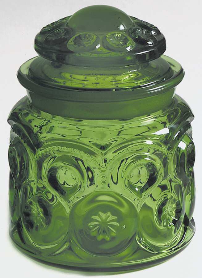 Moon and Star Green Small Canister & Lid by Smith Glass -1