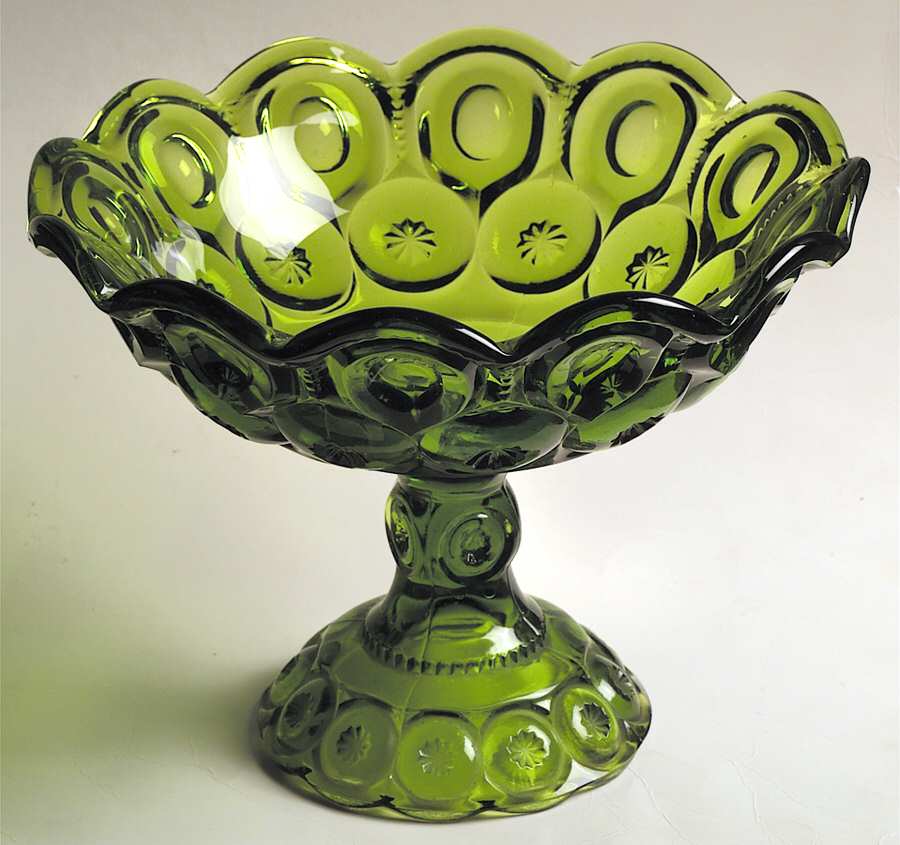 Moon and Star Green Tall Compote by Smith Glass -1