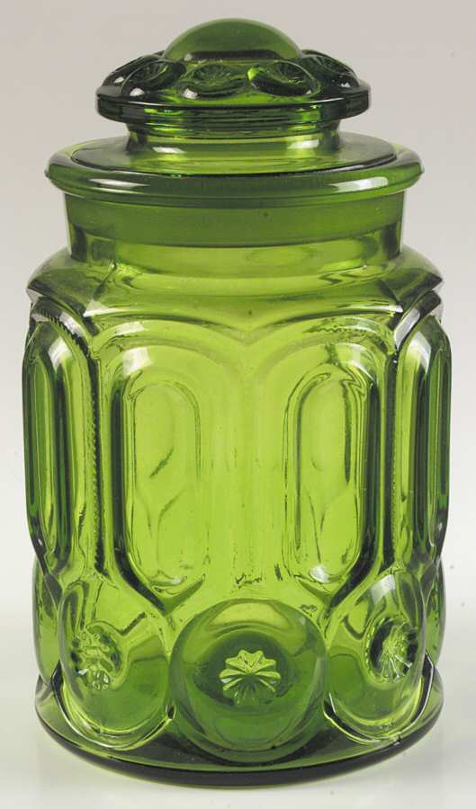Moon and Star Green Large Canister & Lid by Smith Glass -1