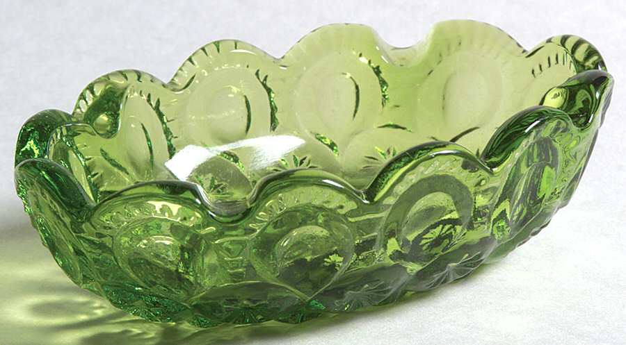 Moon and Star Green 4" Oval Ashtray by Smith Glass -1