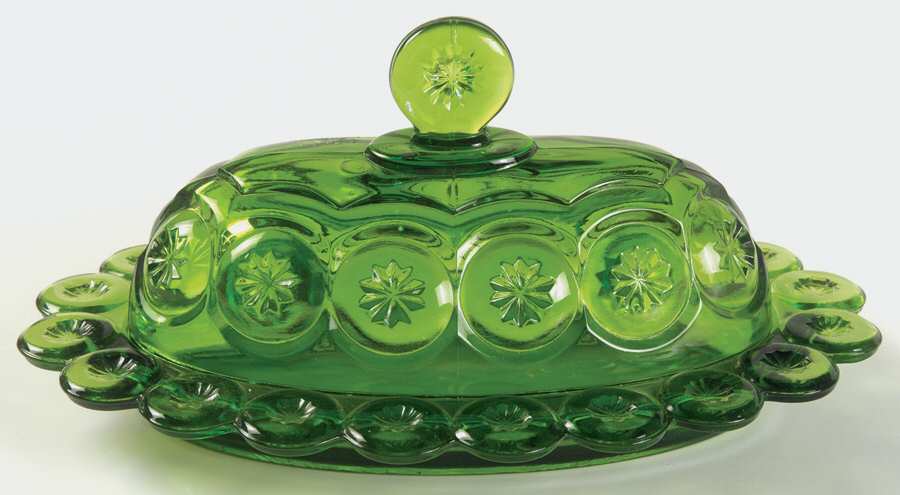 Moon and Star Green 1/4 Pound Covered Butter by Smith Glass -1