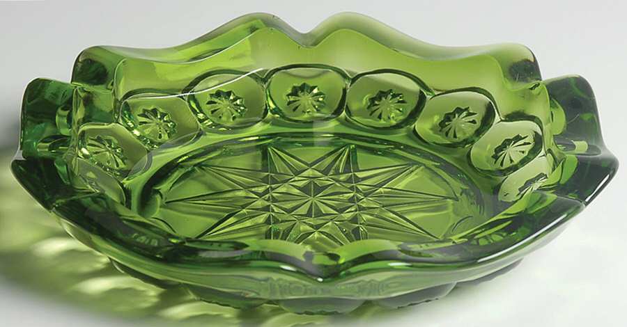 Moon and Star Green 8" Ashtray by Smith Glass -1