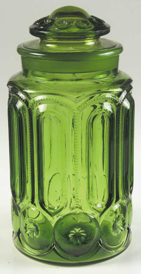 Moon and Star Green Extra Large Canister & Lid by Smith Glass -1
