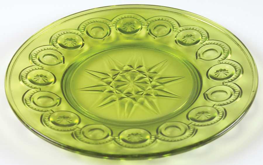 Moon and Star Green Dinner Plate by Smith Glass -1