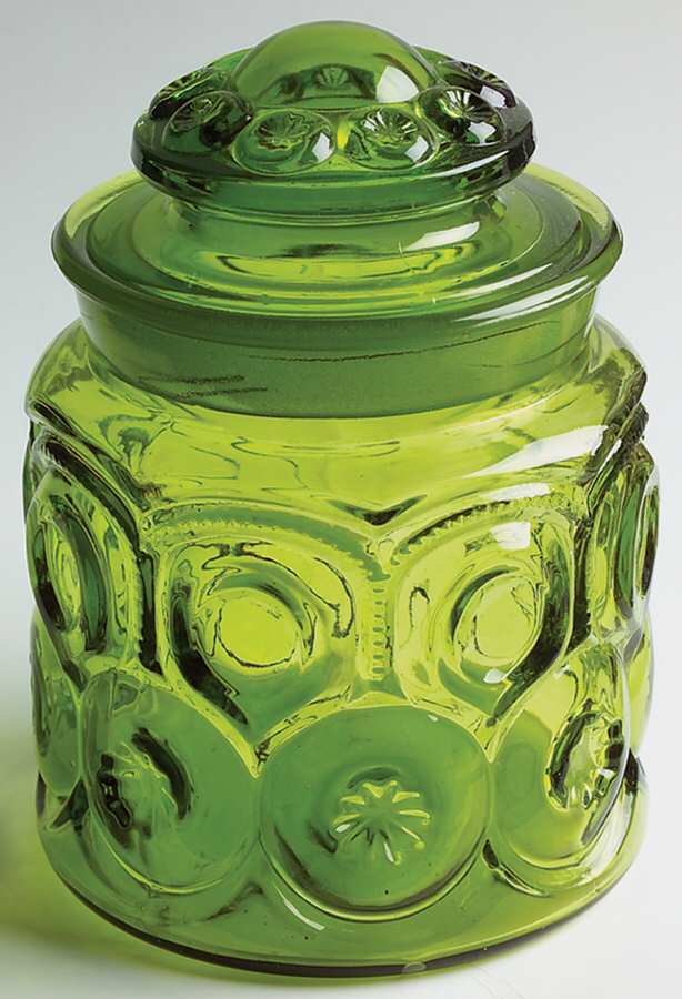 Moon and Star Green Medium Canister & Lid by Smith Glass -1