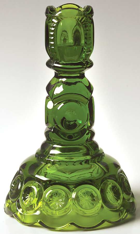 Moon and Star Green 6" Single Light Candlestick by Smith Glass -1