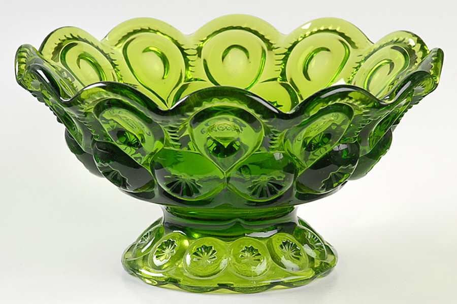 Moon and Star Green Round Compote (Height X Width) by Smith Glass -1