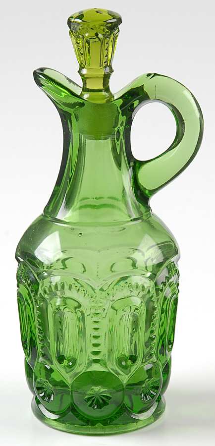 Moon and Star Green Cruet & Stopper by Smith Glass -1