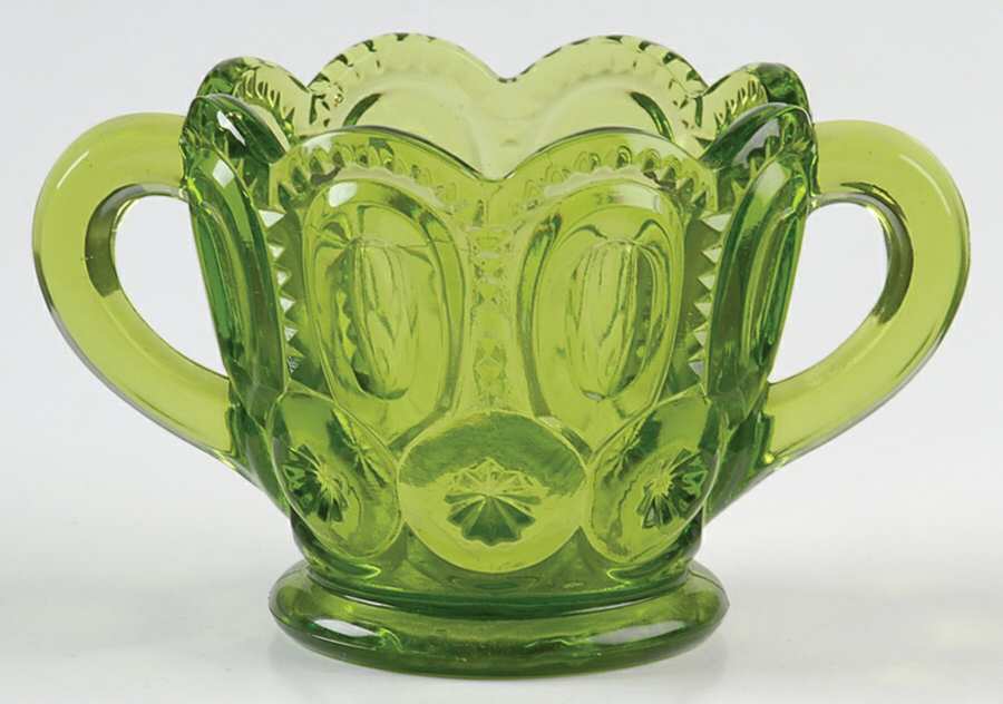 Moon and Star Green Open Sugar by Smith Glass -1