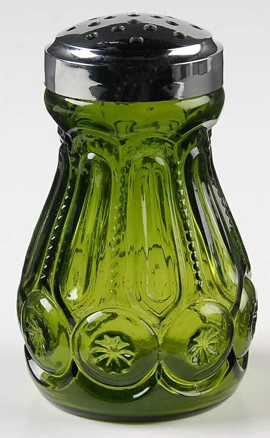 Moon and Star Green Sugar Shaker & Lid by Smith Glass -1
