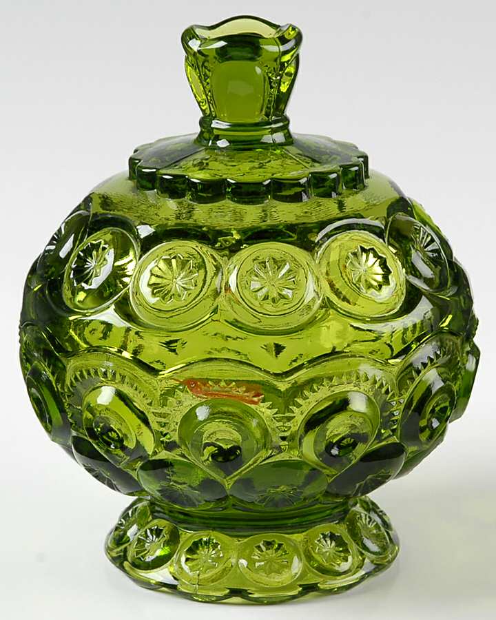 Moon and Star Green Candy Dish & Lid by Smith Glass -1