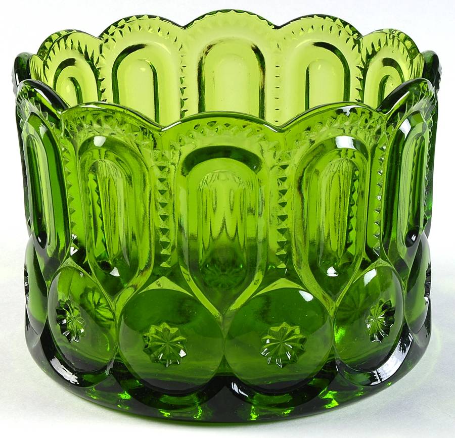 Moon and Star Green Medium Jardiniere by Smith Glass -1