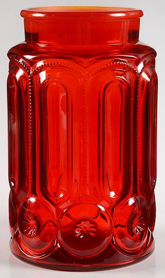 Moon and Star Red Extra Large Canister No Lid by Smith Glass -1