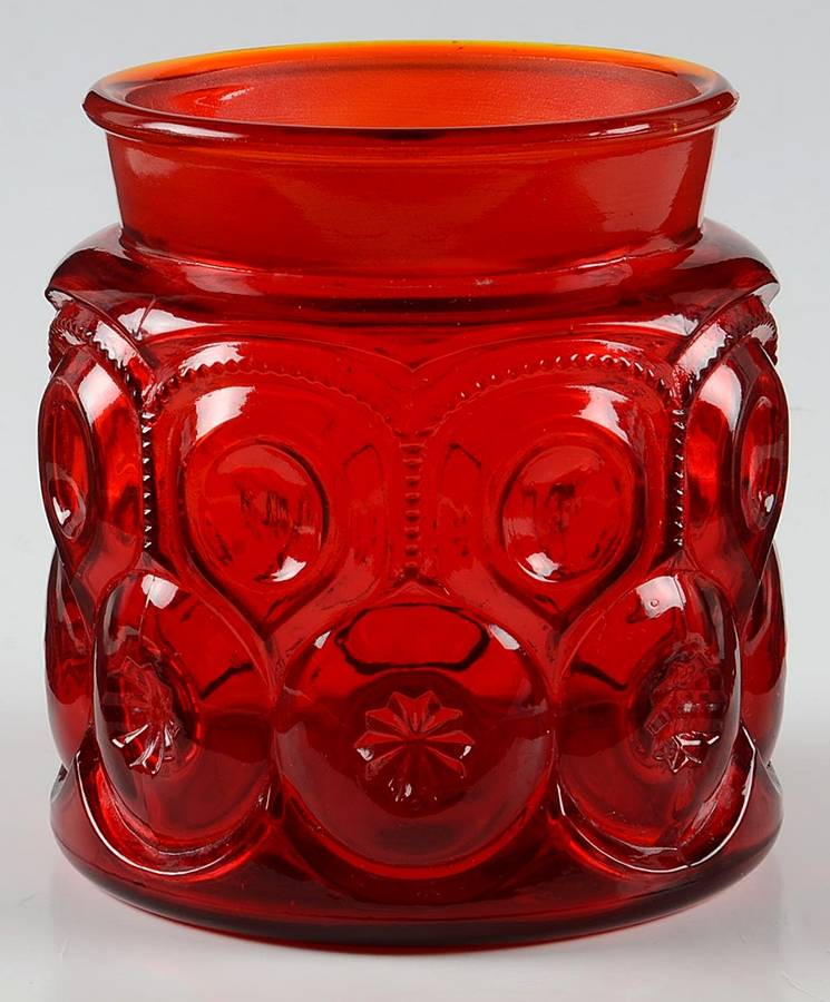 Moon and Star Red Medium Canister No Lid by Smith Glass -1