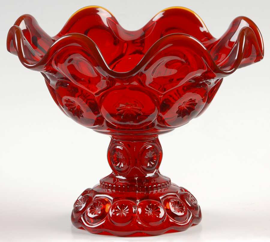 Moon and Star Red Round Compote (Height X Width) by Smith Glass -1