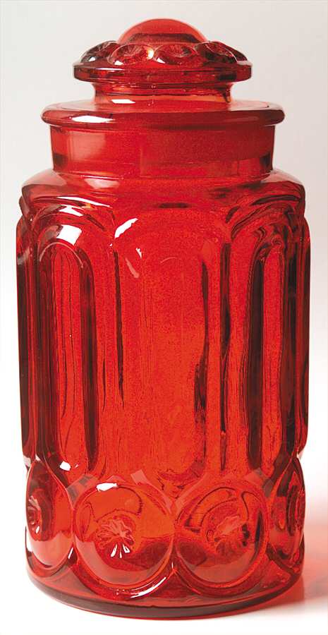 Moon and Star Red Extra Large Canister & Lid by Smith Glass -1