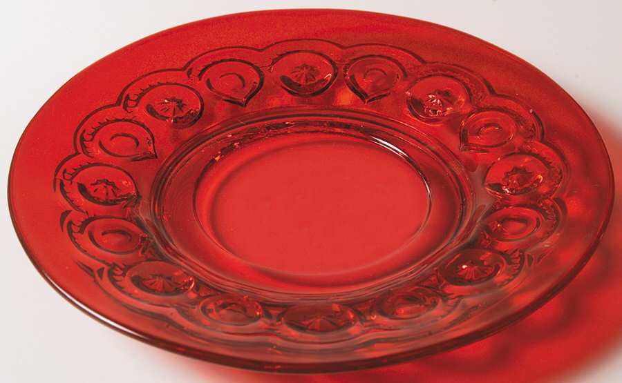 Moon and Star Red Plate by Smith Glass -1