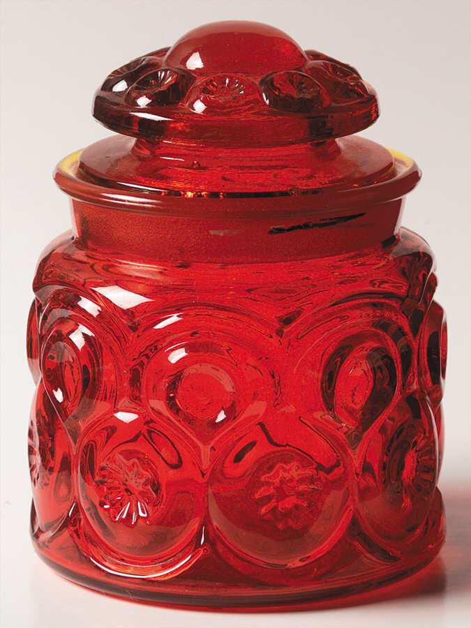 Moon and Star Red Small Canister & Lid by Smith Glass -1