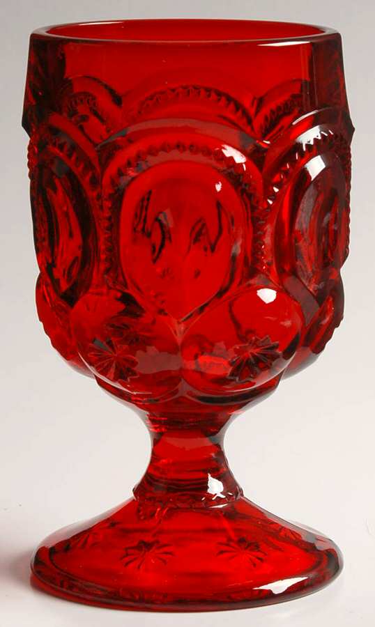 Moon and Star Red Water Goblet by Smith Glass -1