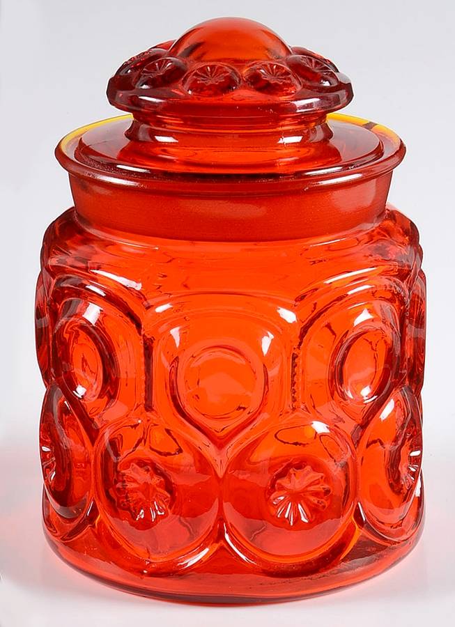 Moon and Star Red Medium Canister & Lid by Smith Glass -1
