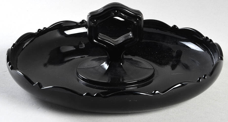 Mt. Pleasant Black (Black Amethyst) Handled Mint Dish by Smith Glass -1