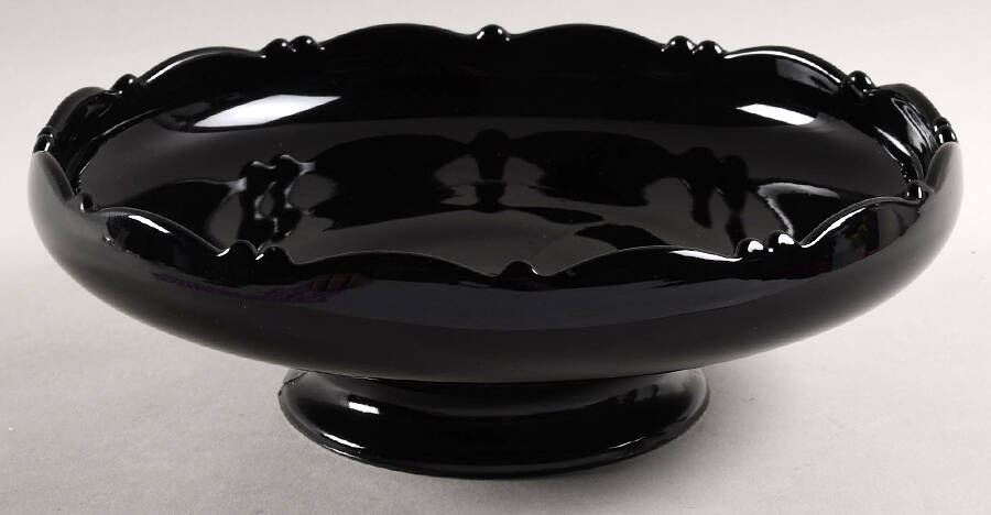 Mt. Pleasant Black (Black Amethyst) 9" Footed Cupped Bowl by Smith Glass -1