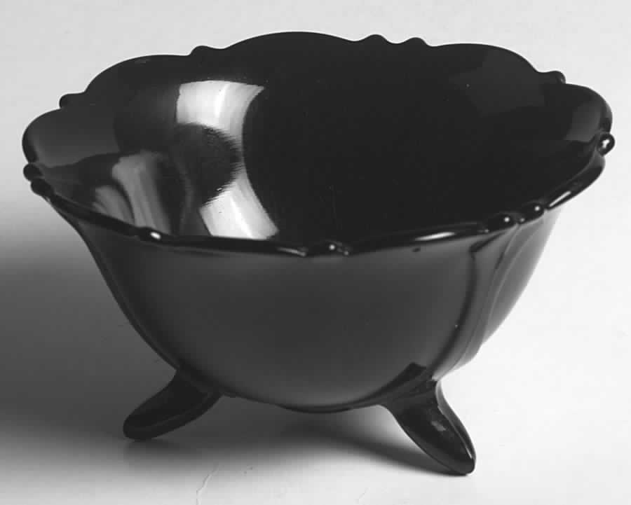 Mt. Pleasant Black (Black Amethyst) 5" 3-Toed Footed Bowl by Smith Glass -1