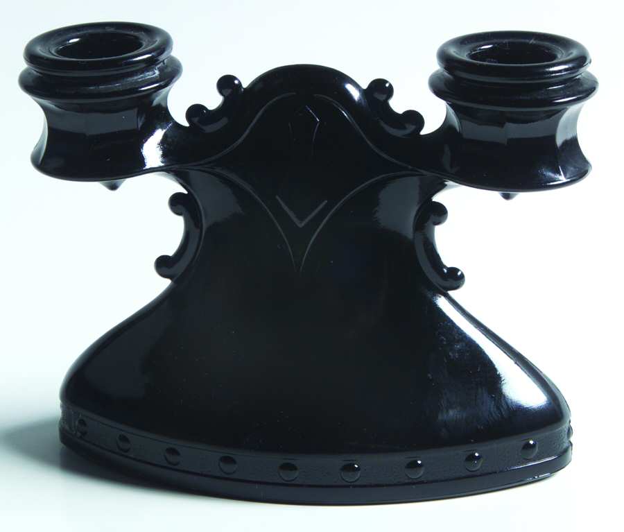 Mt. Pleasant Black (Black Amethyst) Double Light Candlestick by Smith Glass -1