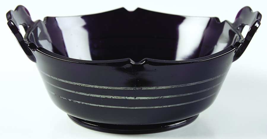 Mt. Pleasant Black (Black Amethyst) 6" Handled Bowl by Smith Glass -1