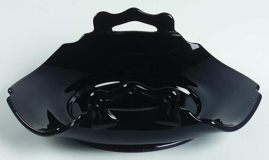 Mt. Pleasant Black (Black Amethyst) Footed Bon Bon by Smith Glass -1