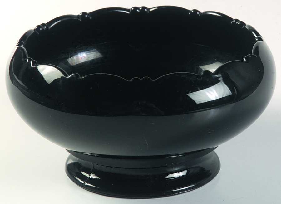 Mt. Pleasant Black (Black Amethyst) 7" Footed Cupped Bowl by Smith Glass -1