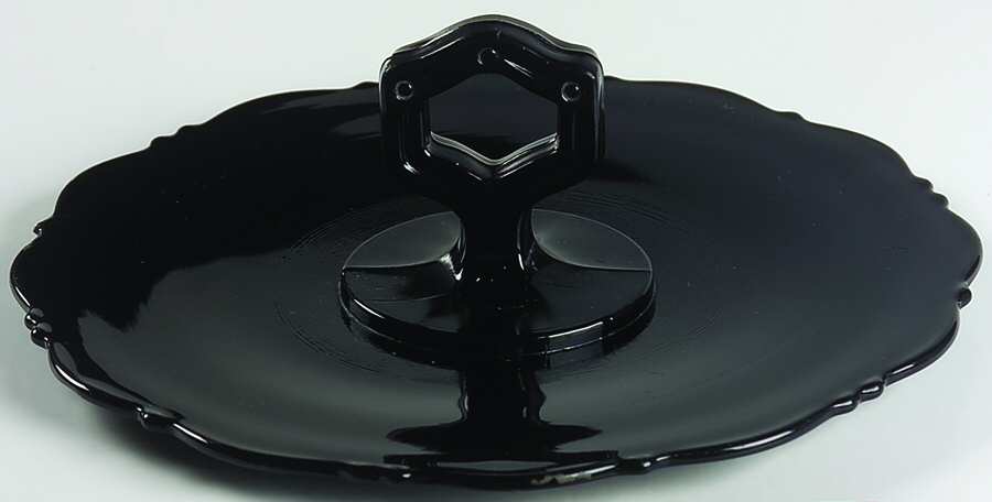 Mt. Pleasant Black (Black Amethyst) Center Handle Tray by Smith Glass -1