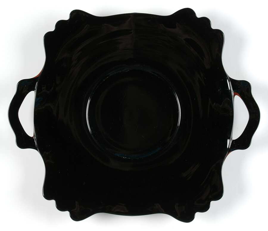 Mt. Pleasant Black (Black Amethyst) 10" 2 Handled Plate by Smith Glass -1