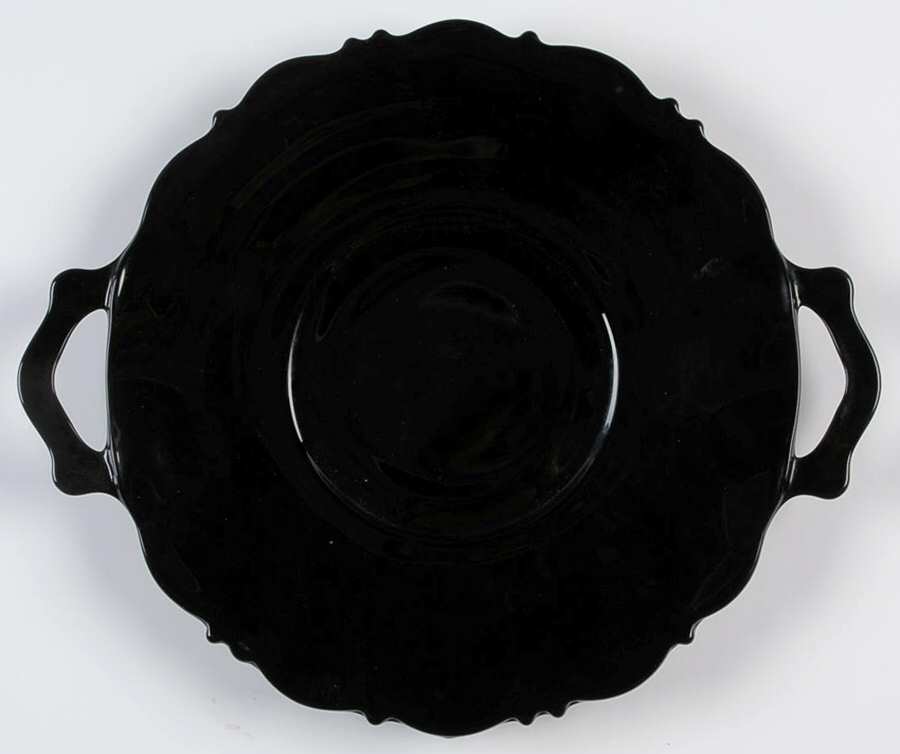 Mt. Pleasant Black (Black Amethyst) 9" 2 Handled Plate by Smith Glass -1