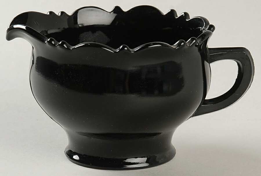 Mt. Pleasant Black (Black Amethyst) Footed Creamer by Smith Glass -1