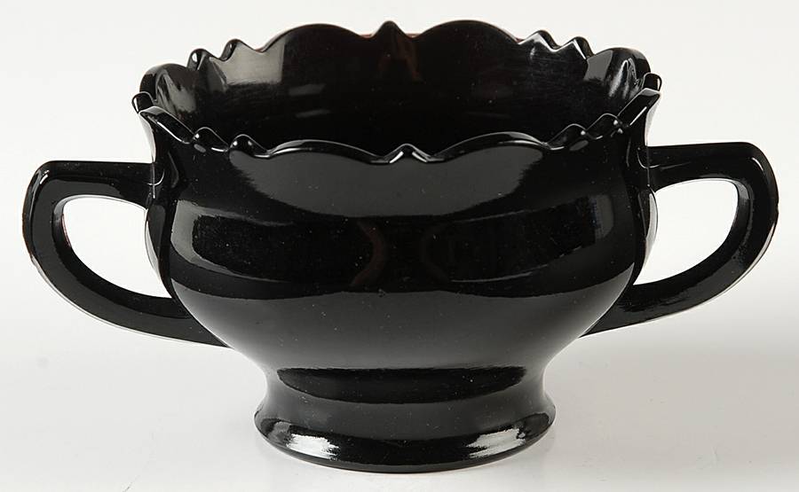 Mt. Pleasant Black (Black Amethyst) Footed Open Sugar by Smith Glass -1