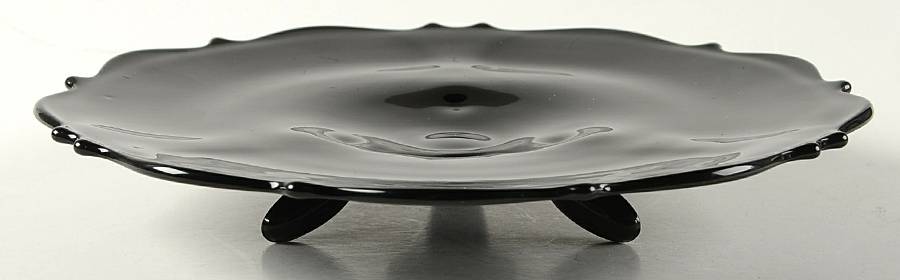 Mt. Pleasant Black (Black Amethyst) 7" 3-Toed Plate by Smith Glass -1
