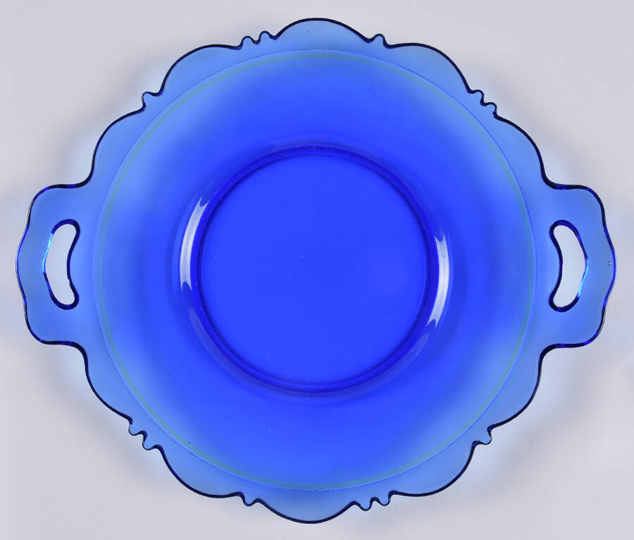 Mt. Pleasant Cobalt Blue Low Cake Stand by Smith Glass -1