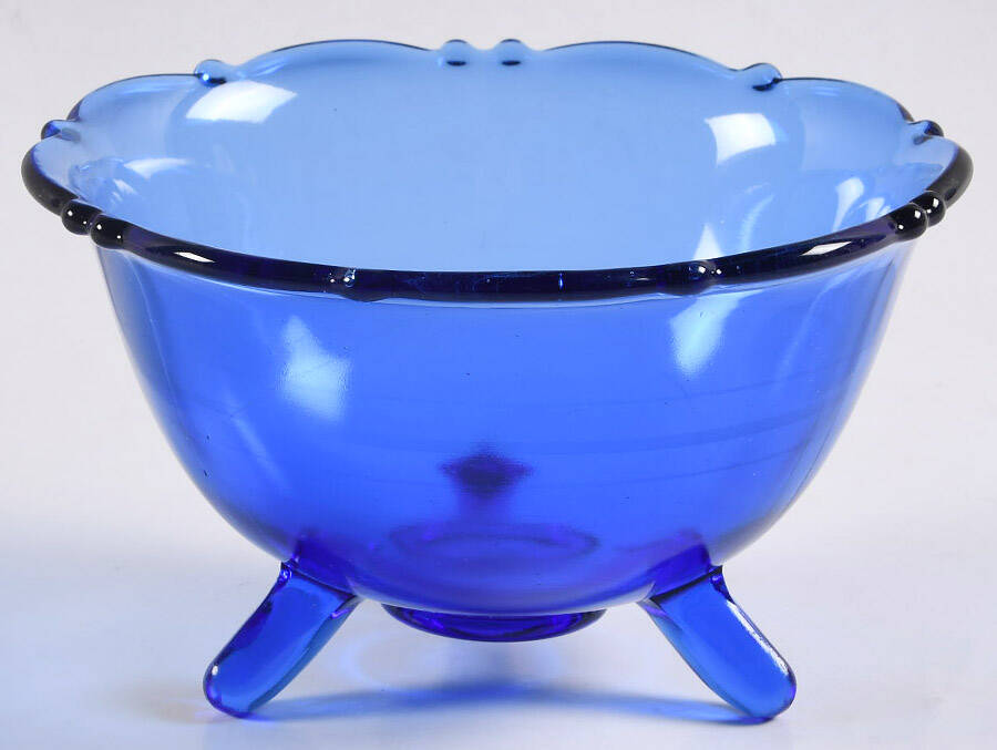 Mt. Pleasant Cobalt Blue 5" 3-Toed Footed Bowl by Smith Glass -1