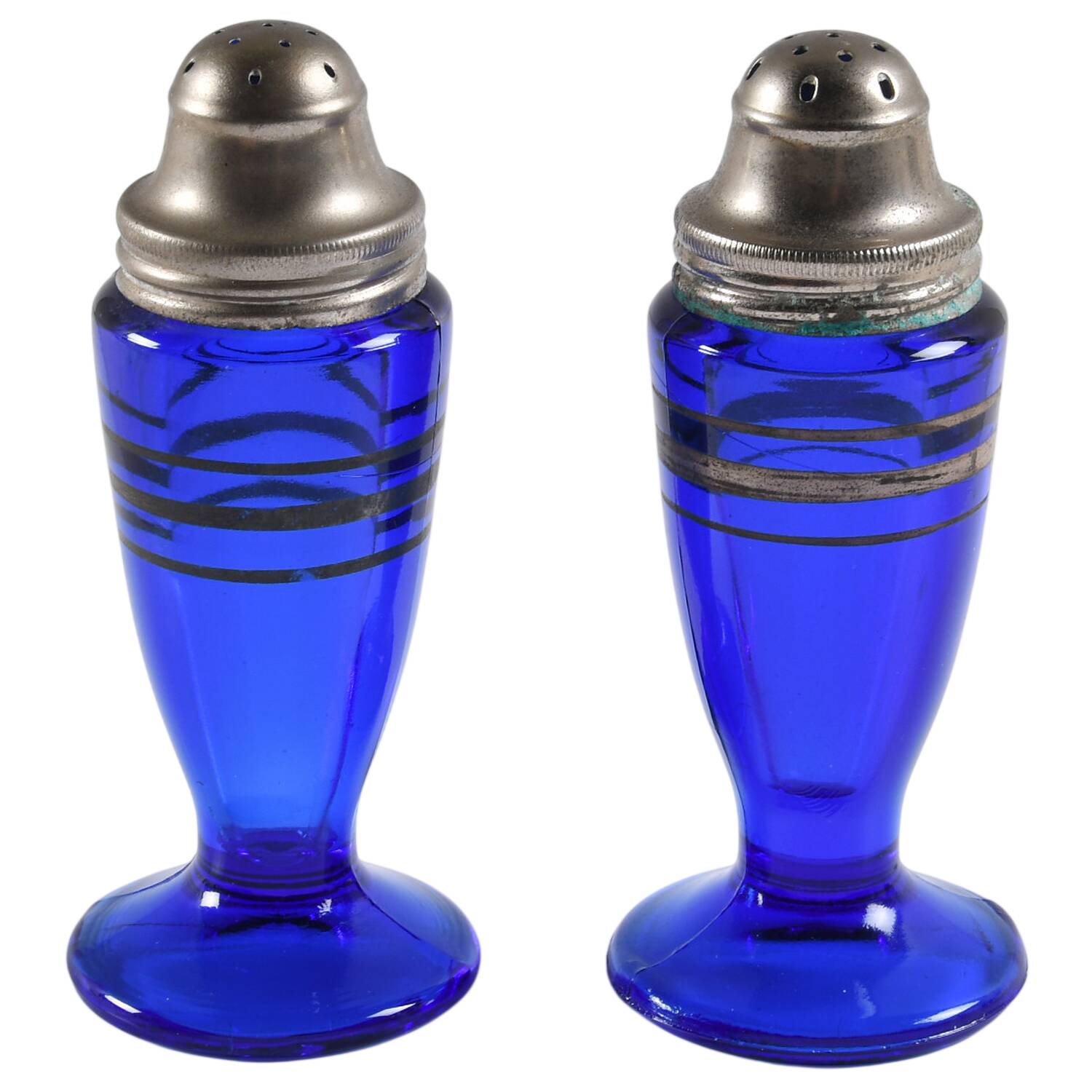 Mt. Pleasant Cobalt Blue Shaker Set w/Metal Lids by Smith Glass -1