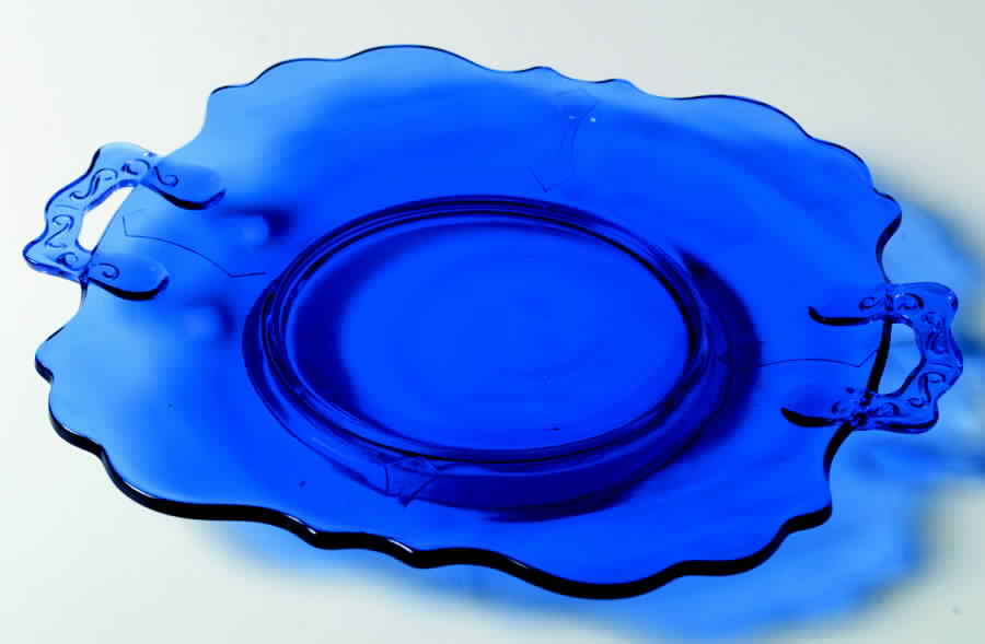 Mt. Pleasant Cobalt Blue Handled Cake Plate by Smith Glass -1