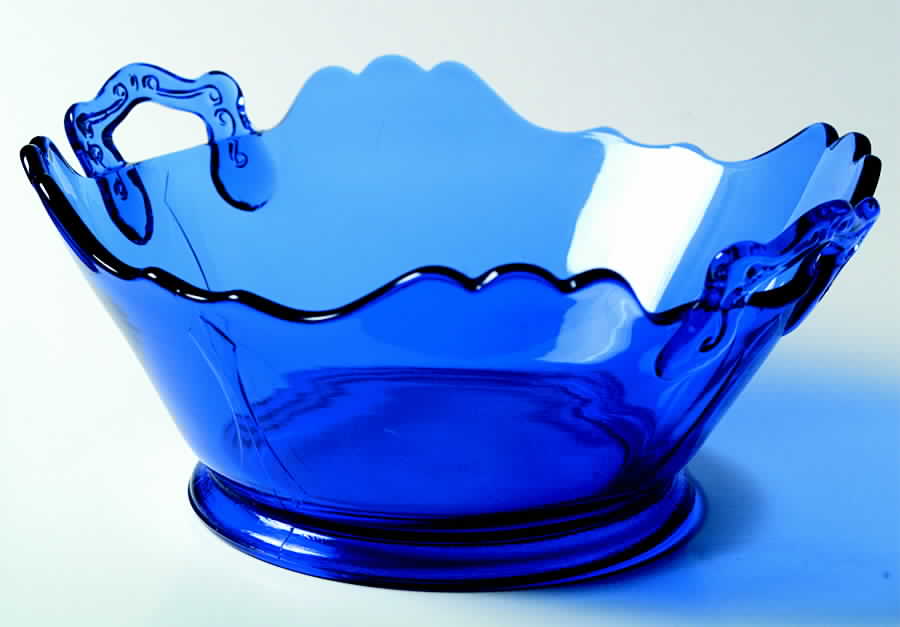 Mt. Pleasant Cobalt Blue 8" Handled Bowl by Smith Glass -1