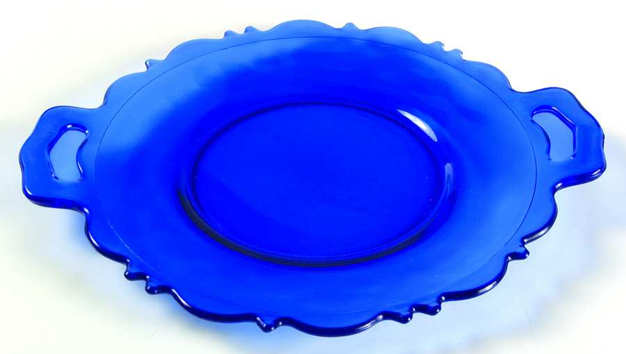 Mt. Pleasant Cobalt Blue 8" 2 Handled Plate by Smith Glass -1