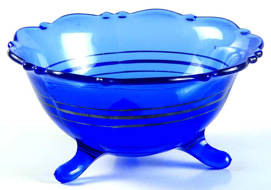 Mt. Pleasant Cobalt Blue 5" 3-Toed Footed Bowl by Smith Glass -1